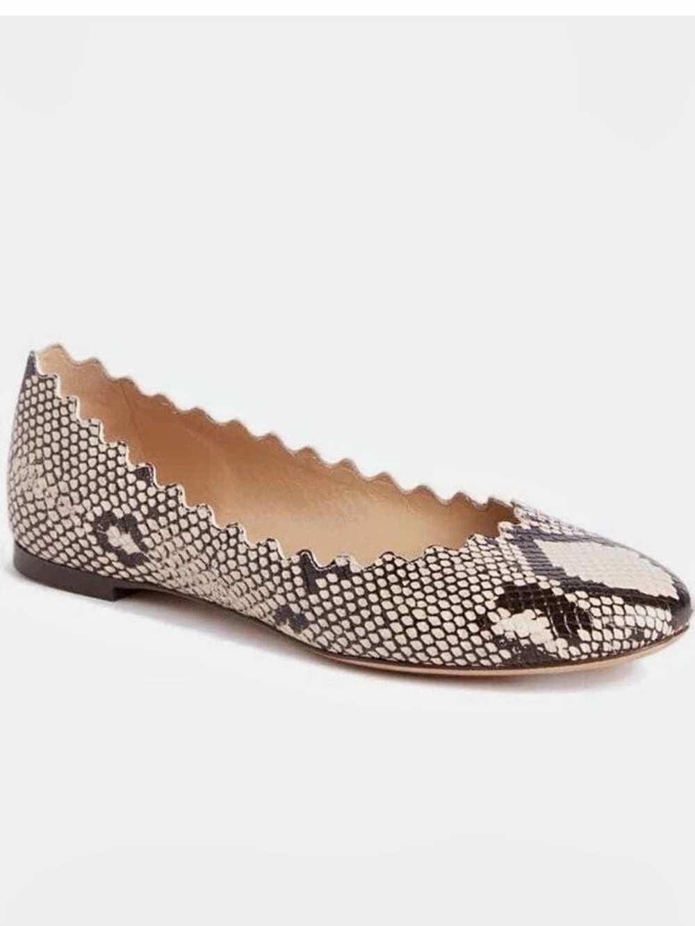 Chloé Lauren Python-Embossed Leather Ballet Flats